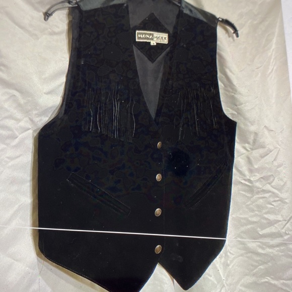 Suede hippie, BoHo, vintage, fringe, vest, size medium Mona Mose - Picture 4 of 9